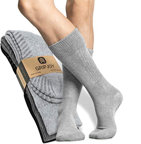 Gripjoy Hospital Socks with Grips for Women Men NonSlip Safety Stability Recovery Support Balance 3 Pairs