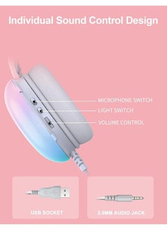NAFEH Rainbow GamingHeadphones with Microphone for PS4/PS5/MAC/XBOX/Laptop, Lightweight 3.5mm Audio Over-Ear Headphones, Stereo Surround Sound, Auto-Adjusting Headband, 50mm  - Image 3