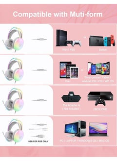 NAFEH Rainbow GamingHeadphones with Microphone for PS4/PS5/MAC/XBOX/Laptop, Lightweight 3.5mm Audio Over-Ear Headphones, Stereo Surround Sound, Auto-Adjusting Headband, 50mm  - Image 4