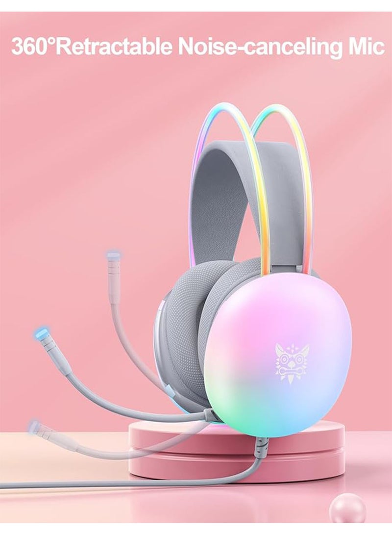 NAFEH Rainbow GamingHeadphones with Microphone for PS4/PS5/MAC/XBOX/Laptop, Lightweight 3.5mm Audio Over-Ear Headphones, Stereo Surround Sound, Auto-Adjusting Headband, 50mm - Image 1