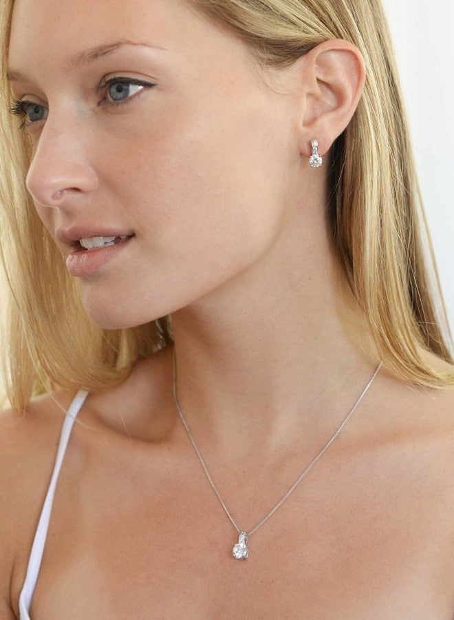Mariell Delicate Round-Cut Cubic Zirconia Necklace Earrings Set for Brides, Bridesmaids or Everyday Wear - Image 4
