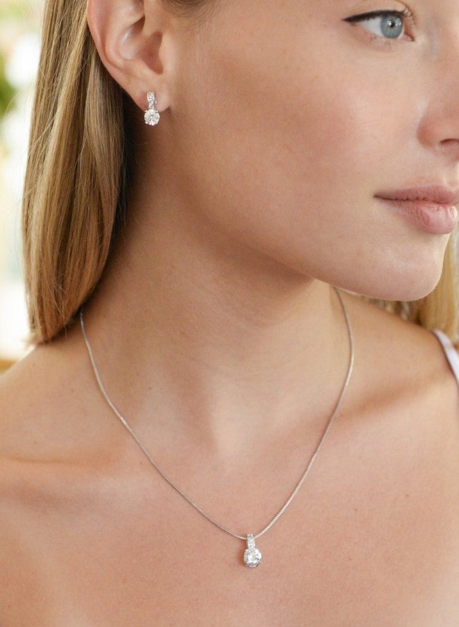 Mariell Delicate Round-Cut Cubic Zirconia Necklace Earrings Set for Brides, Bridesmaids or Everyday Wear - Image 3