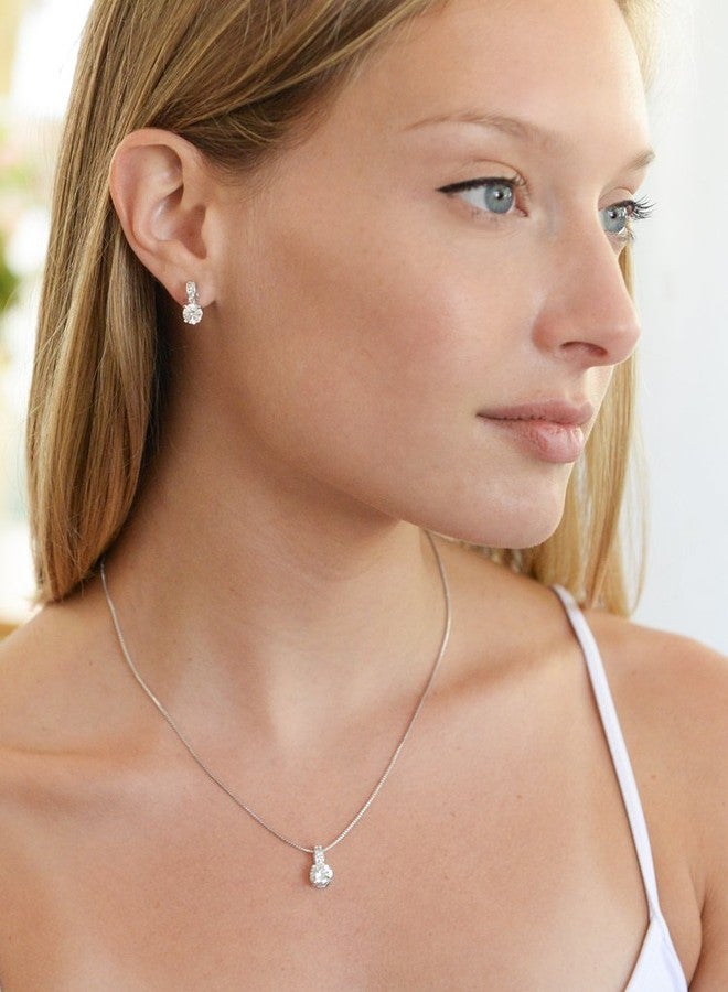 Mariell Delicate Round-Cut Cubic Zirconia Necklace Earrings Set for Brides, Bridesmaids or Everyday Wear - Image 2