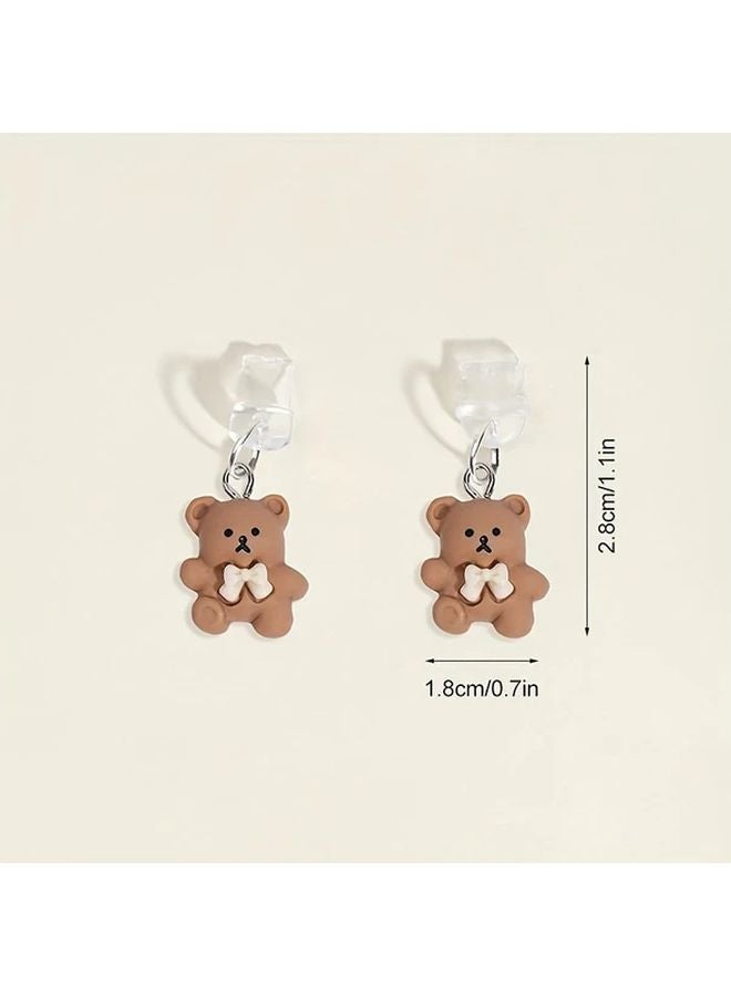Lightning Port Dust Plug Brown Three Dimensional Bear Pendant Universal Charging Data Cable Cover - Image 5