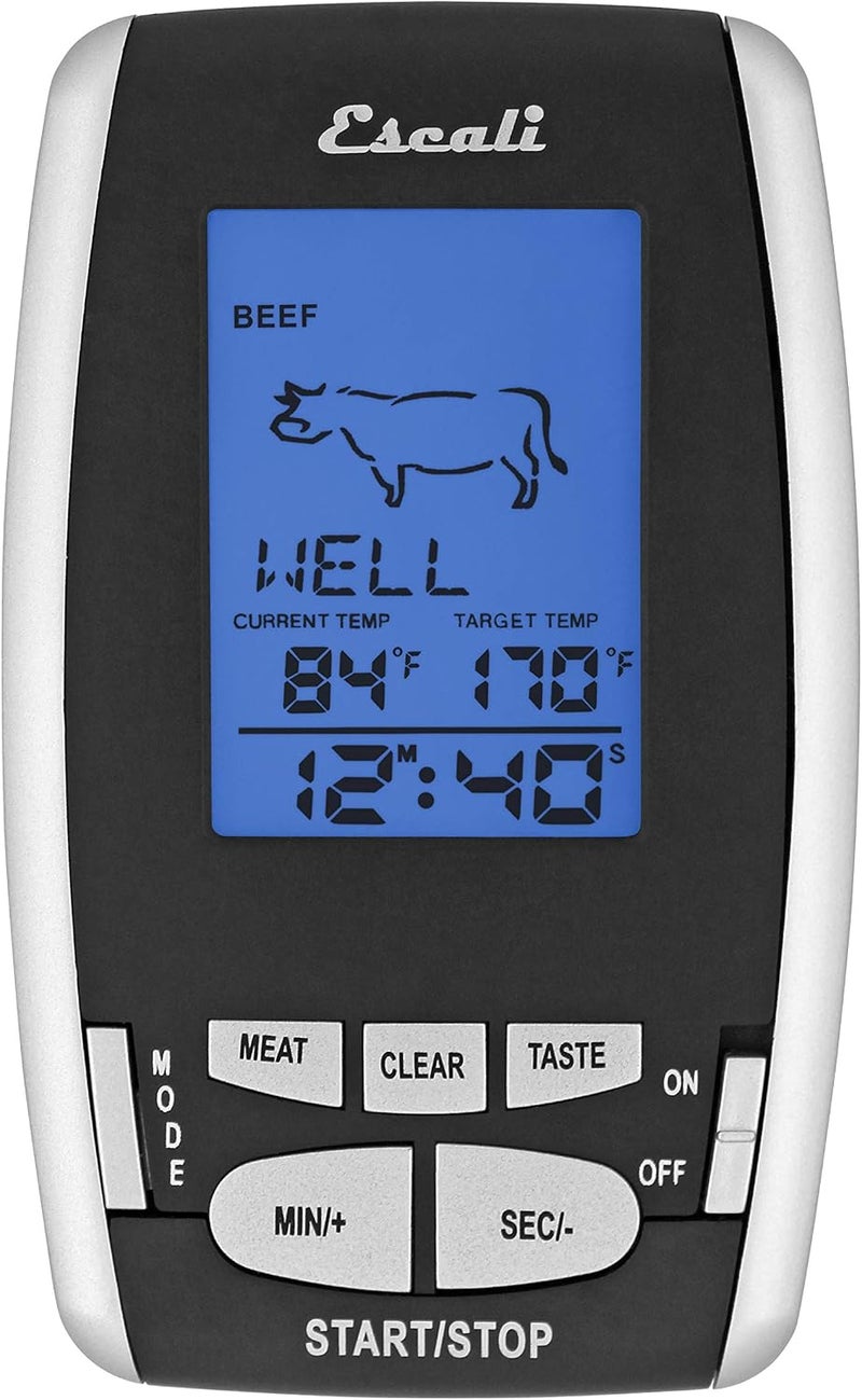 Escali DHRW1 Wireless BBQ, Meat, Fish Thermometer and Timer, 200 Feet/65 Meter Range, Stainless Steel Oven Safe Probe, Black/Silver - Image 3