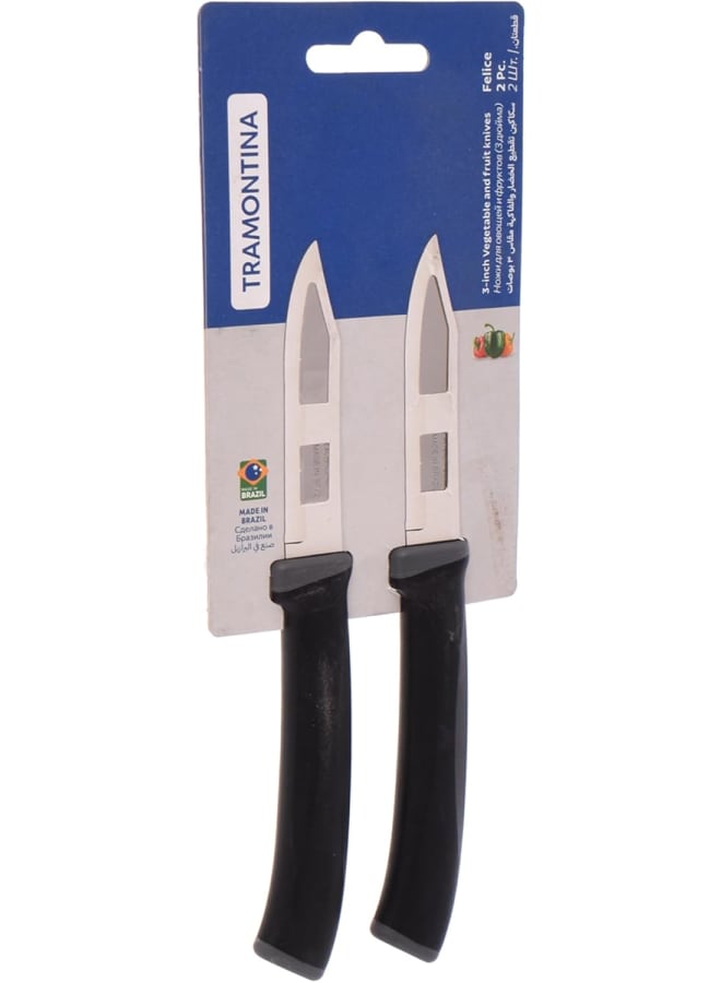 Tramontina Felice Fruit And Vegetable Knife 2-Piece Set, Black - Image 3