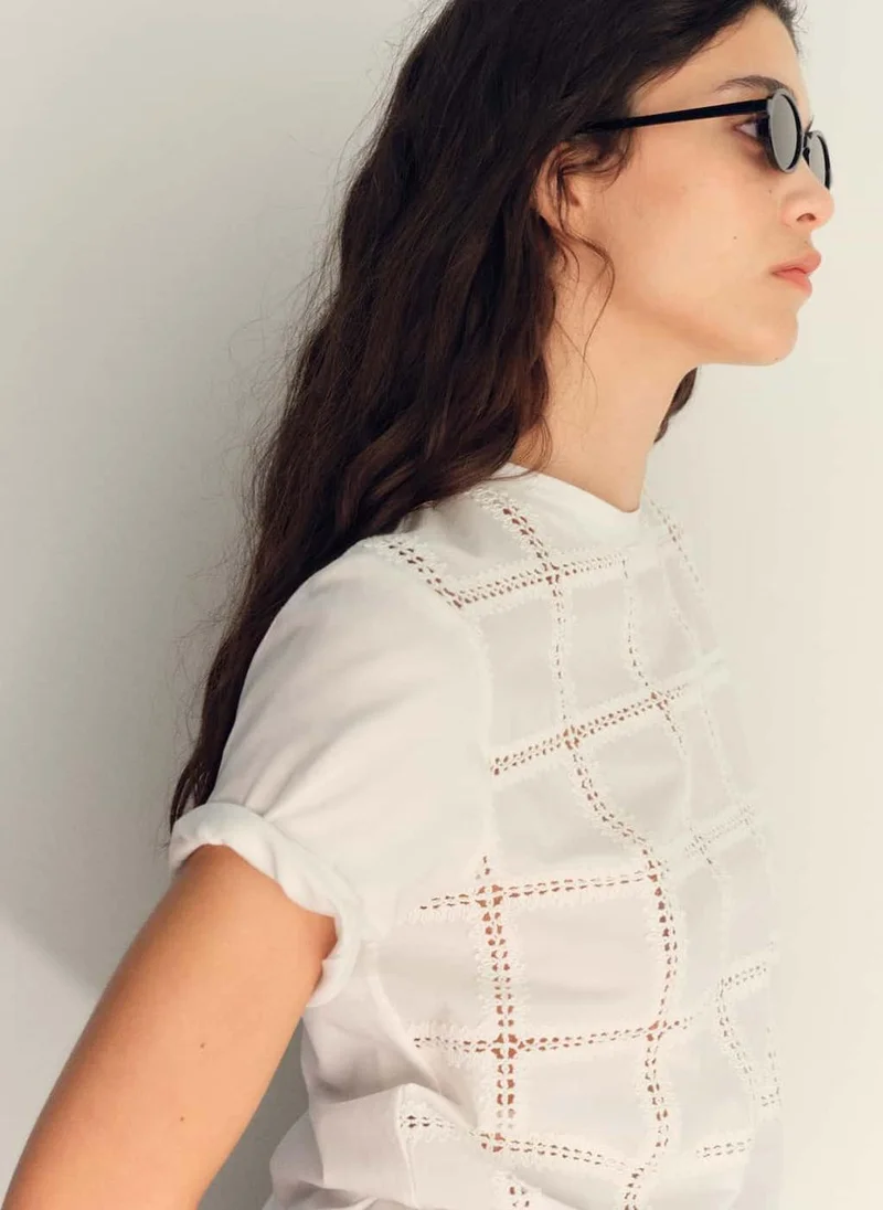 MANGO Embroidered Detail T-Shirt