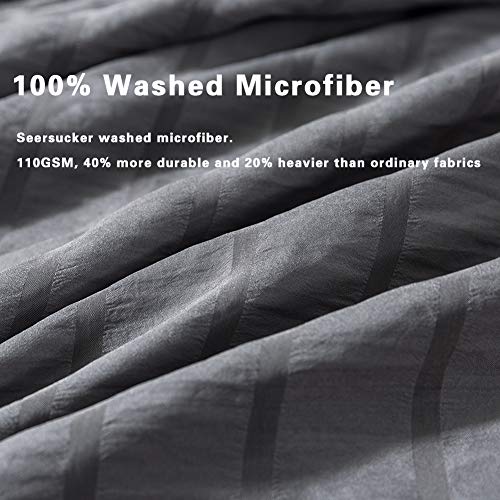 AveLom Queen Duvet Cover Set, 3 Pieces - 90 x 90 in, Dark Gray Microfiber with Zipper and Ties - Image 3