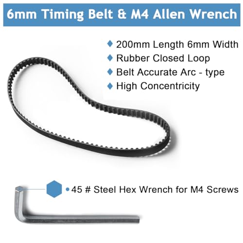 Serplex® Synchronous Wheel For 3D Printer Timing Pulley Printer Timing Gear for 3D Printer with FDM Tech 20 & 60 Teeth 8mm Bore Aluminum Timing Pulley with Length 200mm x6mm Belt - Image 3