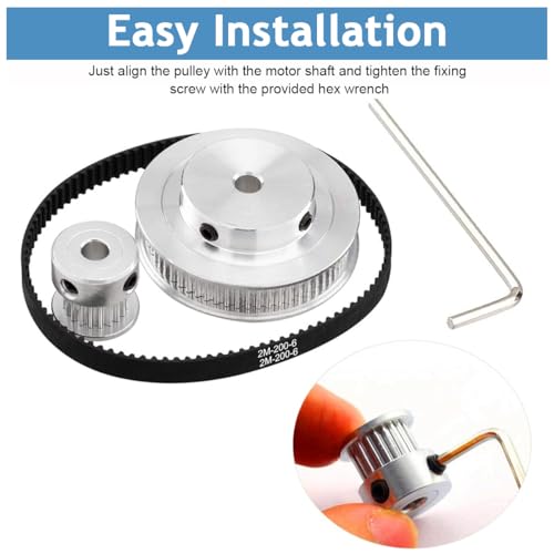 Serplex® Synchronous Wheel For 3D Printer Timing Pulley Printer Timing Gear for 3D Printer with FDM Tech 20 & 60 Teeth 8mm Bore Aluminum Timing Pulley with Length 200mm x6mm Belt - Image 5