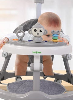 BAYBEE Drono Pro Baby Walker For Kids, Round Kids Walker With Parental Push Handle, 4 Seat Height, Baby Push Walker With Tray & Musical Toy Bar Toddler Walker For Baby 6-18 Months Boy Girl Green  - Image 2