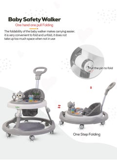 BAYBEE Drono Pro Baby Walker For Kids, Round Kids Walker With Parental Push Handle, 4 Seat Height, Baby Push Walker With Tray & Musical Toy Bar Toddler Walker For Baby 6-18 Months Boy Girl Green  - Image 4