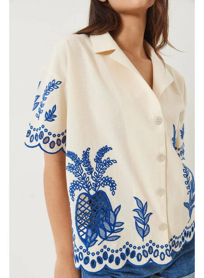 Ginger  Boho Embroidered Button Up Shirt for Women | Best Price UAE