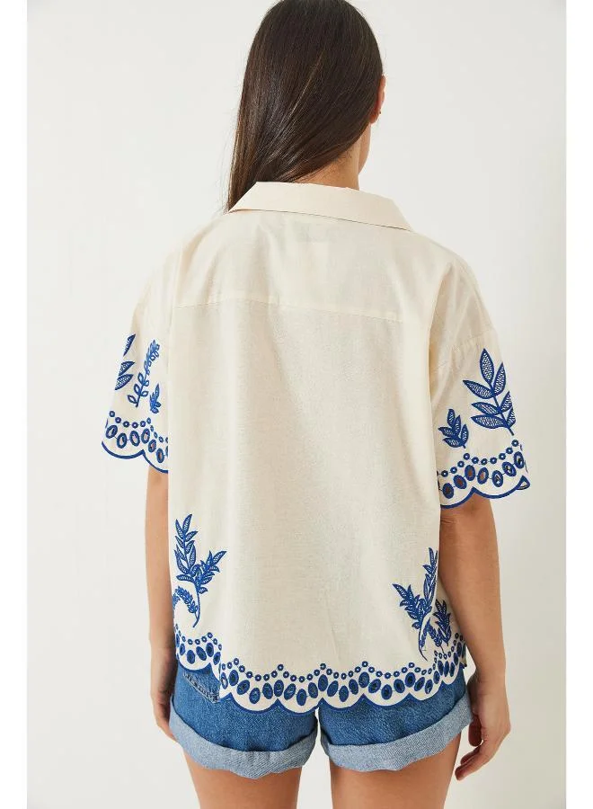 Ginger Boho Embroidered Button Up Shirt