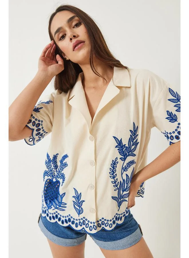 Ginger  Boho Embroidered Button Up Shirt for Women | Best Price UAE