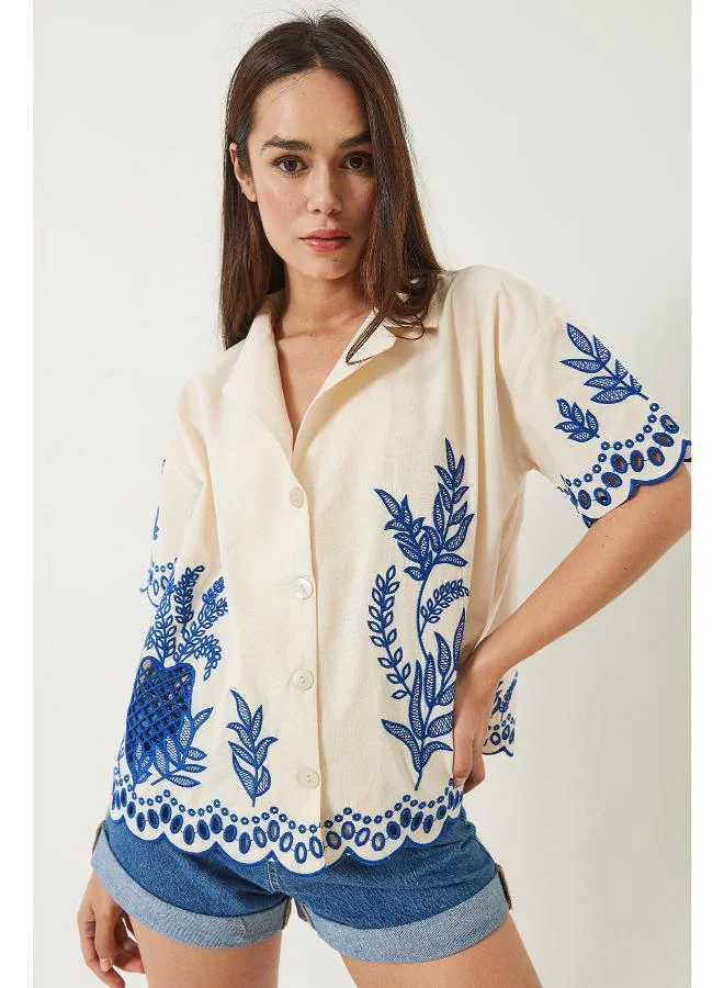 Ginger  Boho Embroidered Button Up Shirt for Women | Best Price UAE