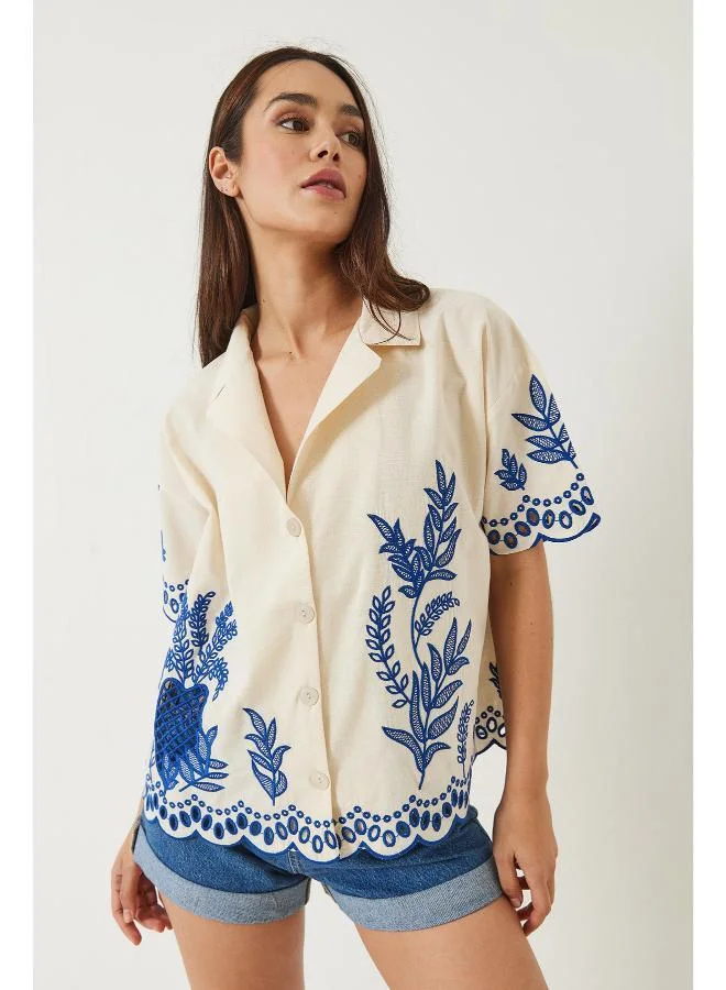 Ginger  Boho Embroidered Button Up Shirt for Women | Best Price UAE