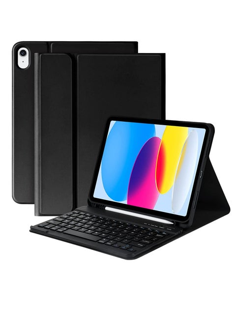 iPad Case 10th Generation Keyboard Case 10.9 Inch 2022 Slim Smart Keyboard Case for iPad 10th Gen 2022 Detachable Wireless Keyboard Pencil Holder Color Black