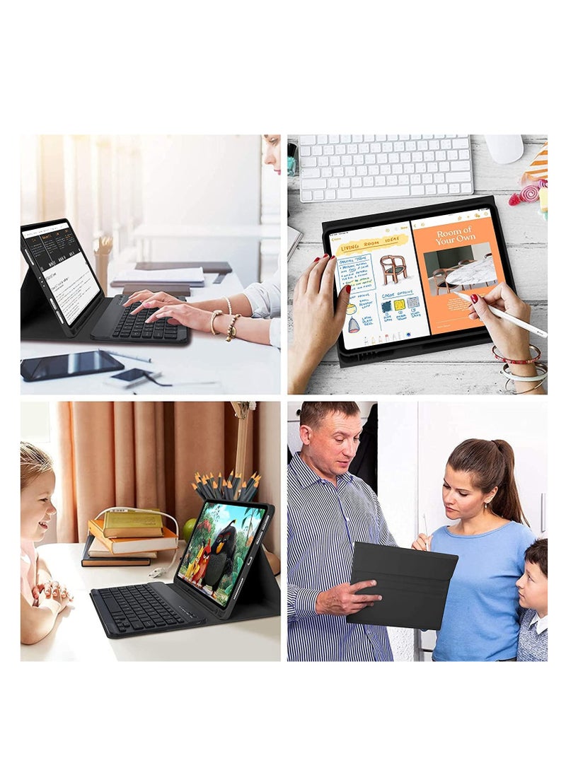 iPad Case 10th Generation Keyboard Case 10.9 Inch 2022 Slim Smart Keyboard Case for iPad 10th Gen 2022 Detachable Wireless Keyboard Pencil Holder Color Black