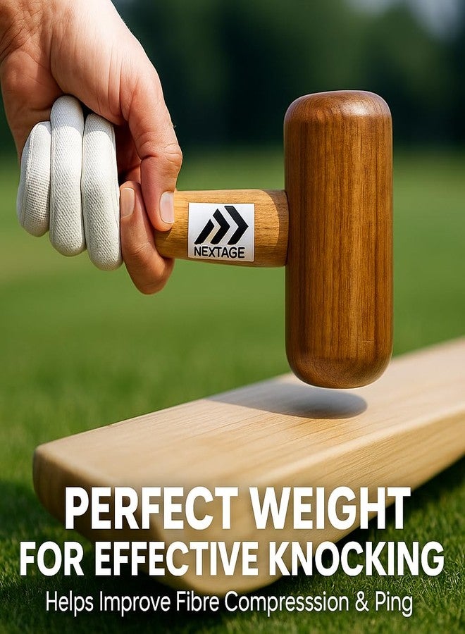 Nextage Premium Wooden Cricket Bat Knocking Mallet | Double-Sided Hard Wood Hammer for Bat Conditioning | Durable Bat Preparation Tool - Pack of 1 - Image 3