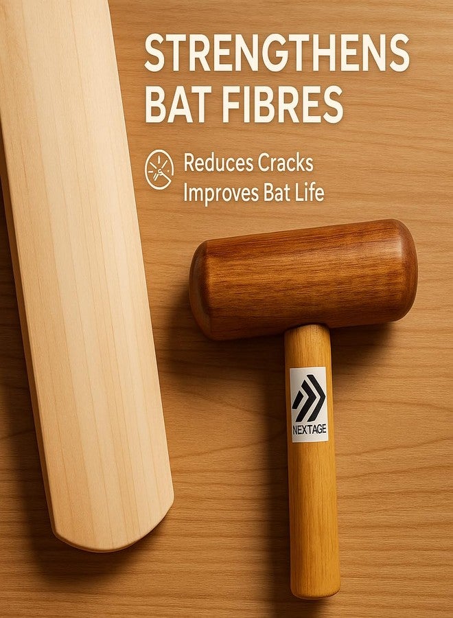 Nextage Premium Wooden Cricket Bat Knocking Mallet | Double-Sided Hard Wood Hammer for Bat Conditioning | Durable Bat Preparation Tool - Pack of 1 - Image 4
