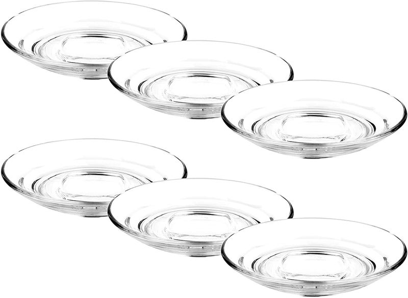 SILLY SAUTE SILLY SAUTE SillySaute Clear Glass Saucer Plate Combo only Transparent KACH ki RAKABI Plates Set for Pack of 6 Tea Coffee Cup Serving Under Kitchen Home Serve Restaurant use  - Image 4