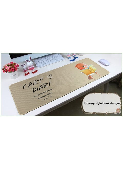 Mouse Pad Cute Girl Cartoon Cartoon Computer Oversized Notebook Game Office Small Size Student Mouse Pad-Color:500*900 * 4mm Regular Material Black Background Color Edge-Pattern:Literary Fan Nerd
