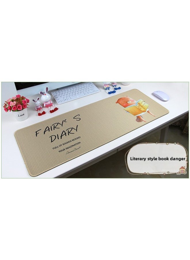 Generic - Mouse Pad Cute Girl Cartoon Cartoon Computer Oversized Notebook Game Office Small Size Student Mouse Pad-Color:500*900 * 4mm Regular Material Black Background Color Edge-Pattern:Literary Fan Nerd - Image 1