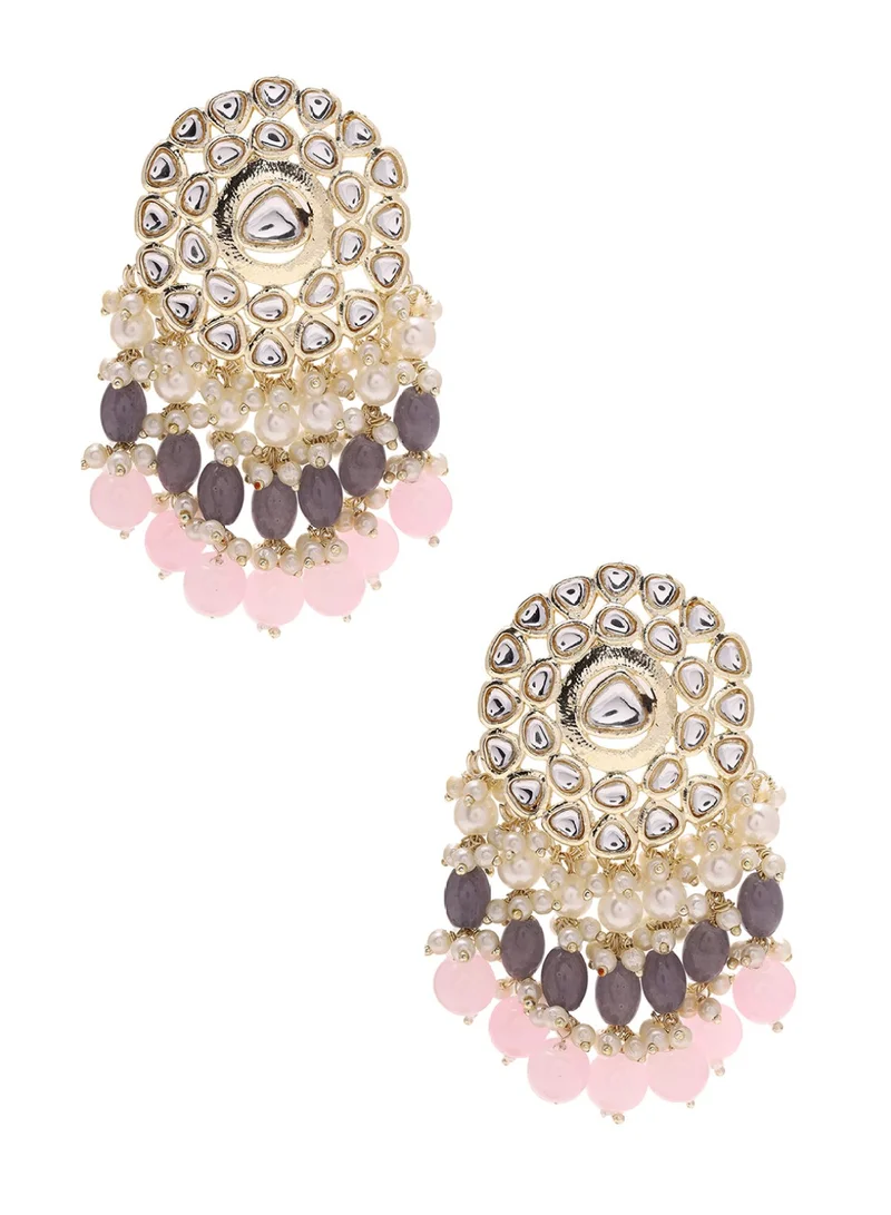 Priyaasi Brass Kundan Chandbalis Earrings