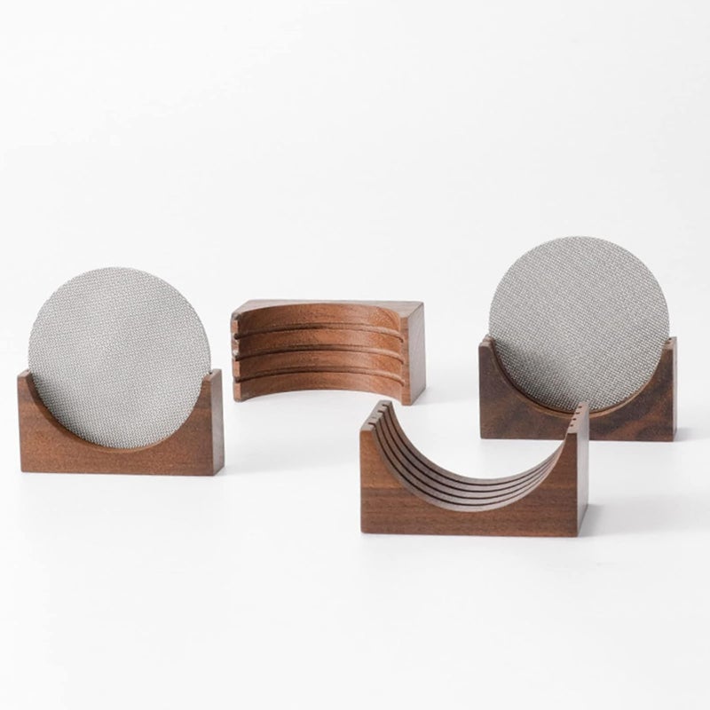 مرشح قابل لإعادة الاستخدام للقهوة من نوع Espresso-Puck Screen Walnut-Stand، مخصص لحاملات أكواب الإسبريسو (Espresso-Portafilter Holders)، مصنوع من الخشب، يناسب أحجام أكواب الإسبريسو 51/53/58 مم، ويحتوي على أربع شبكات. - Image 3