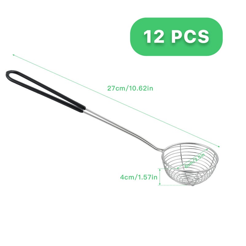 Worldity 12 Pieces Hot Pot Strainer Scoops, 2.5 Inch Stainless Steel Spider Strainer Skimmer, Hot Pot Ladle with Insulated Handle for Kitchen Cooking Frying Food - Image 2