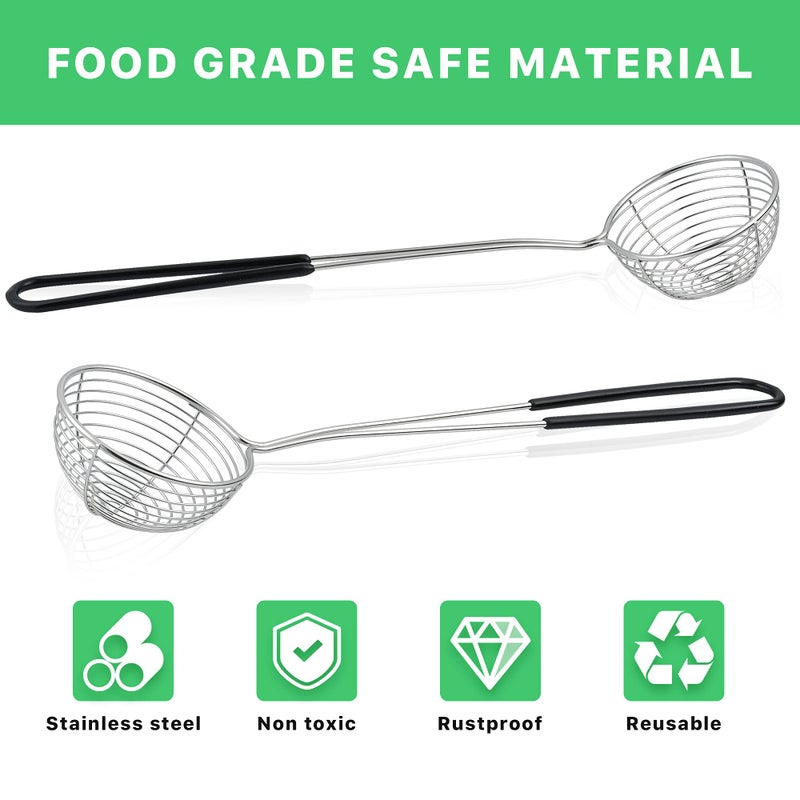 Worldity 12 Pieces Hot Pot Strainer Scoops, 2.5 Inch Stainless Steel Spider Strainer Skimmer, Hot Pot Ladle with Insulated Handle for Kitchen Cooking Frying Food - Image 3