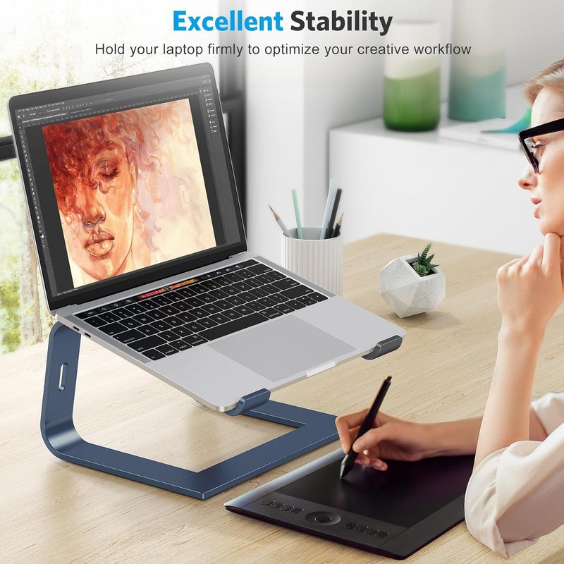 Omoton Laptop Stand - Detachable Laptop Mount, Aluminum Holder for Desk, Compatible with MacBook, Dell, HP & More (11-16 inch), DeepNavy - Image 3