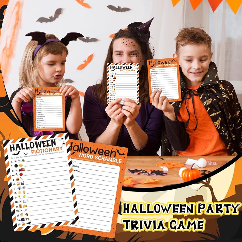 COCHIE 30 Players Halloween Party Games for Adults Family Office Large Groups, Words Pictionary Game, Guesstures Game, Word Scramble Games with Answer Key (Halloween Orange) - Image 5
