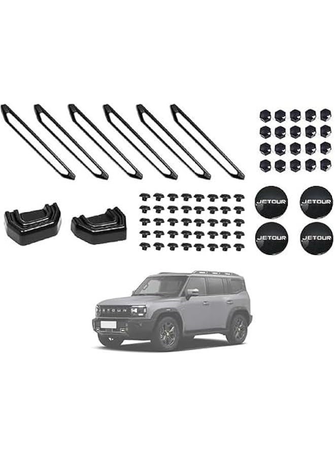 توبليو أغطية JETOUR T2 إصدار الأسود، تشطيب ماتي باللون الأسود، إزالة الأجزاء الصفراء - مجموعة مكونة من 70 قطعة - Image 1