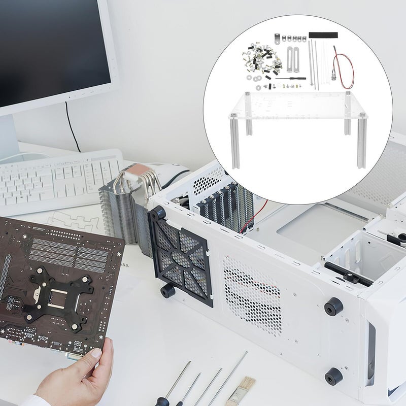 هيكل كمبيوتر مفتوح الهواء بإطار شفاف DIY متوافق مع لوحات الأم ITX وMicroATX قاعدة ثابتة للاختبار أسود - Image 3
