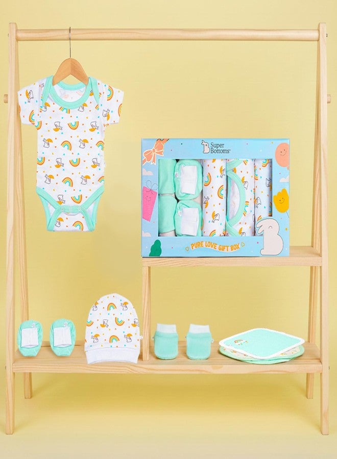 SuperBottoms New Born Baby Essentials Gift Box - 6 Pieces | 0-6 Months Baby Dress Clothes Combo | New Born Baby Dress | Rompers | Baby Kit | Baby Boy Girl Clothing Set | New Born Baby Gifts - Image 1