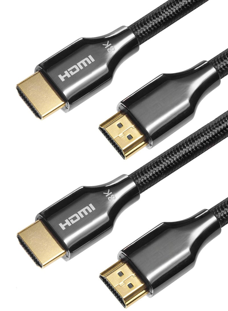 2 Pack HDMI 2.1 Cable 8K Ultra High Speed – 48Gbps, 4K@120Hz / 8K@60Hz, eARC, HDR, Dolby Vision – 1m Nylon Braided for PS5, Xbox, OLED & QLED TV - Image 1