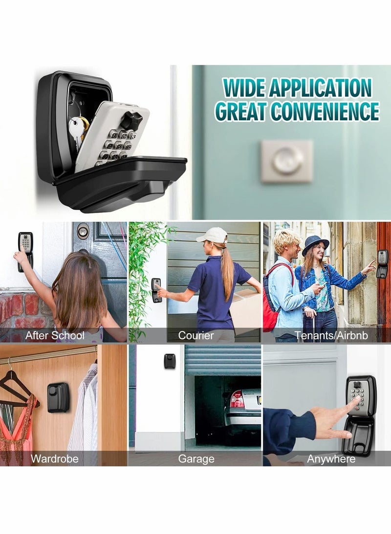 Key Safe with Password Wall Mounted, Lock Box Large Resettable 12-Digit Combination Security Weatherproof for Outdoor Indoor, Storage Home Garage Office Spare Keys (Black) - Image 5