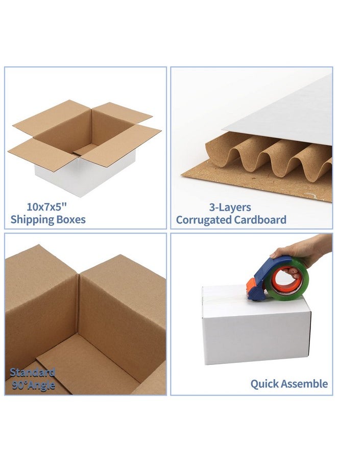 10X7X5 Inches Small White Shipping Boxes Set Of 25, Sturdy Cardboard Boxes For Small Business For Packaging Mailing