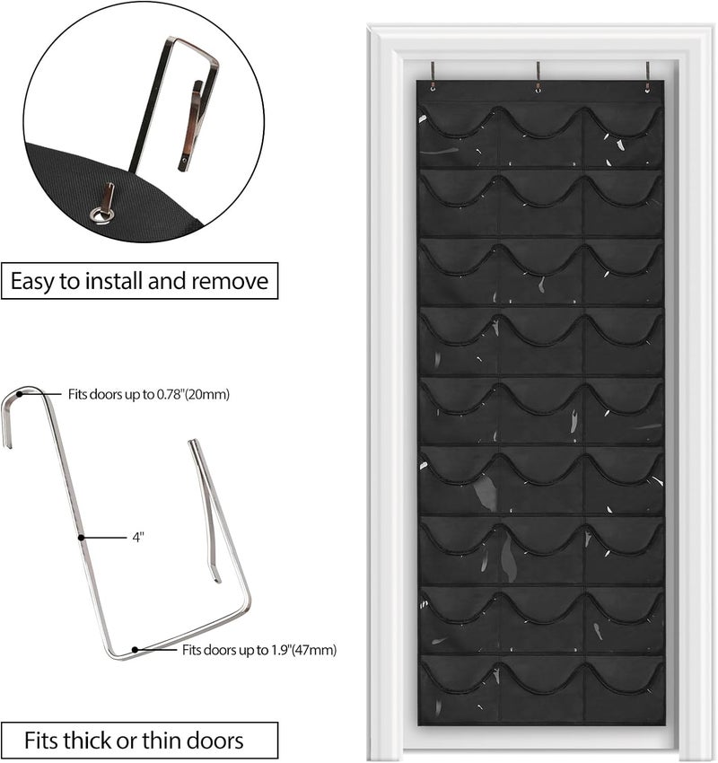 Dofilachy Hat Rack - Hat Organizer - Hat Racks for Baseball Caps, Visible Hat Holder - Baseball Rack for Wall Door with 3 Hooks, 27 Deep Pockets - Image 3