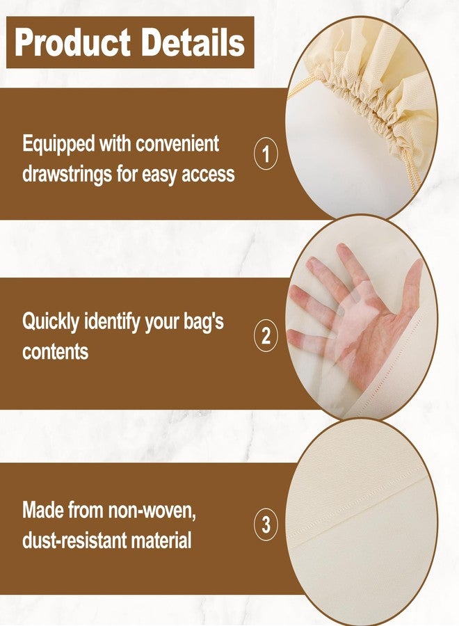 Bgtecho 12 Pcs Purse Dust Bag, Dustproof Drawstring Bag in 4 Size, Dust Covers for Handbags, Shoe Bags for Travel, Breathable Non Woven Fabric Storage Bags for Handbags Shoes Purses, Beige - Image 4