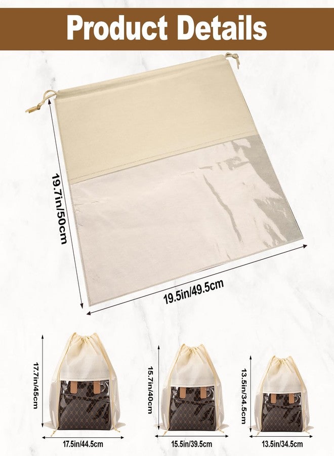 Bgtecho 12 Pcs Purse Dust Bag, Dustproof Drawstring Bag in 4 Size, Dust Covers for Handbags, Shoe Bags for Travel, Breathable Non Woven Fabric Storage Bags for Handbags Shoes Purses, Beige - Image 2