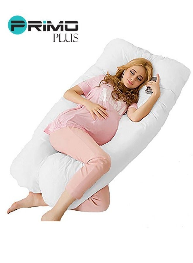 PRIMO PLUS Premium U Shape Comfortable Pregnancy Pillow Polyester White  - Image 1