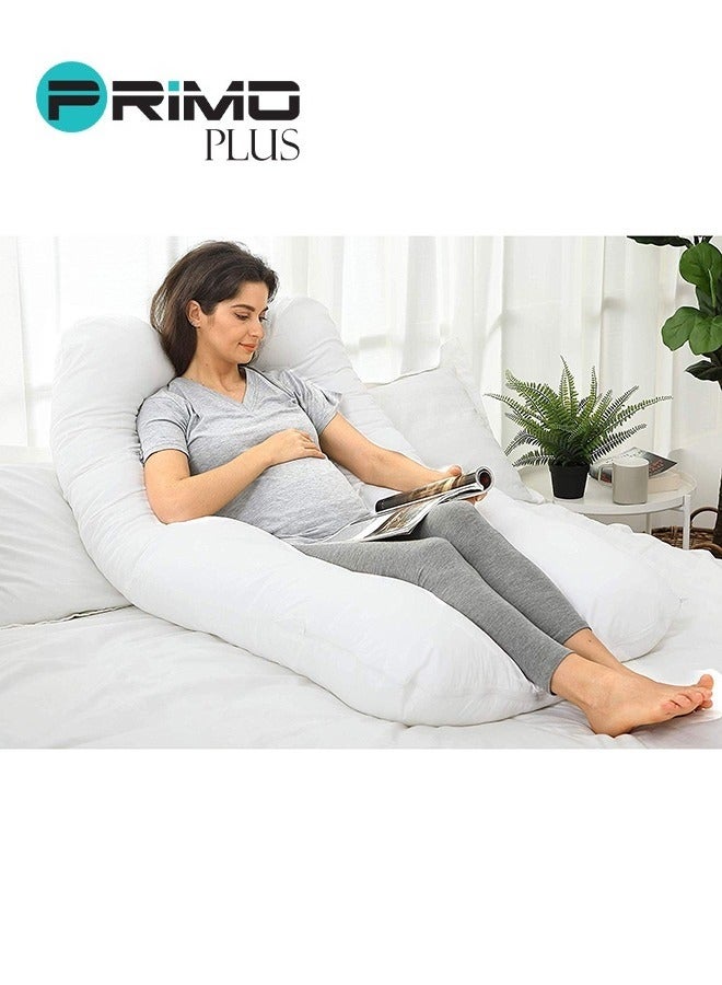 PRIMO PLUS Premium U Shape Comfortable Pregnancy Pillow Polyester White  - Image 3