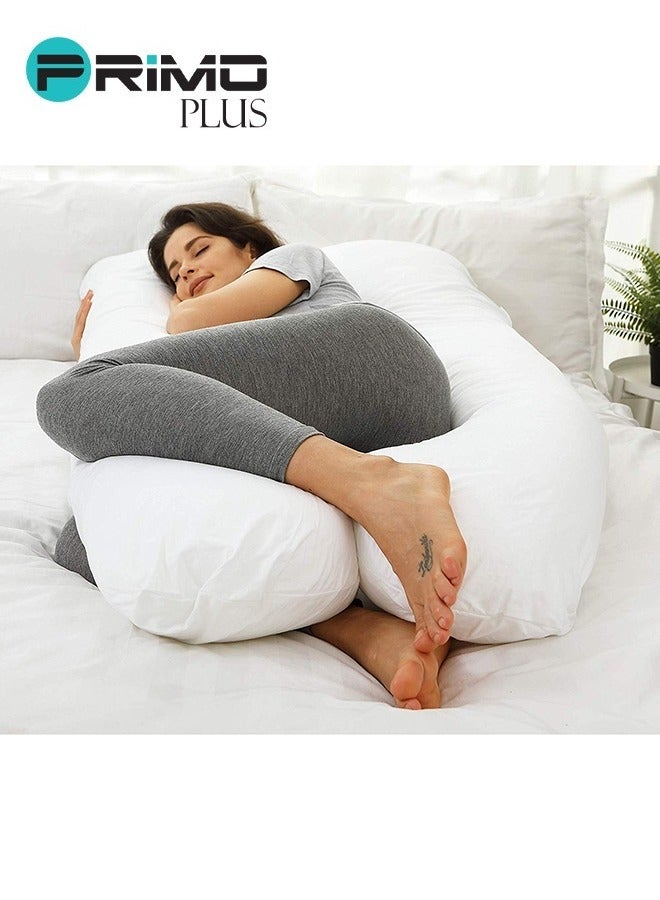 PRIMO PLUS Premium U Shape Comfortable Pregnancy Pillow Polyester White  - Image 4