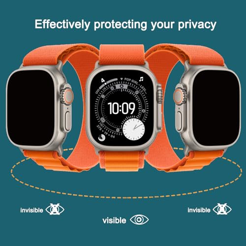 Ailun for Apple Watch Ultra 3/Ultra 2/Ultra Privacy Screen Protector [49mm], Tempered Glass Film, Anti-Scratch, High Definition, Touch Sensitive[3 Pack][Black] - Image 3