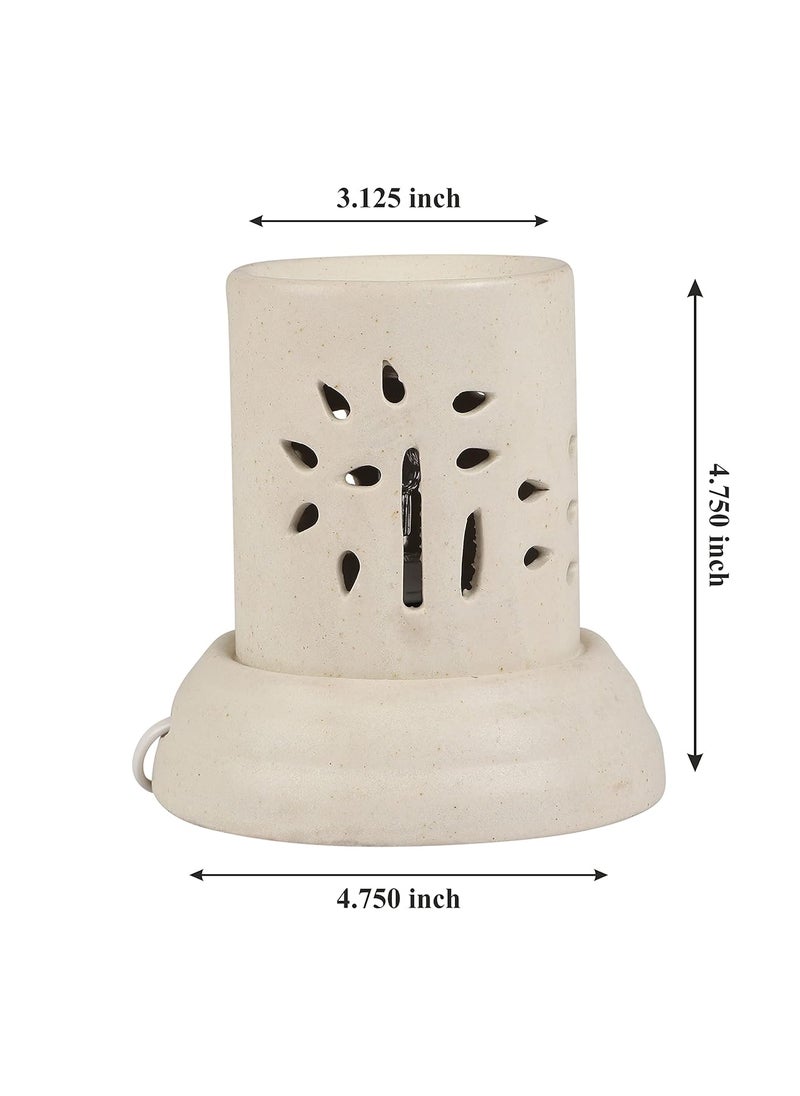 ASIAN AURA Asian Aura Handcrafted Ceramic Electric Cylindric Shaped Aroma Diffuser Oil BurnerOil Warmer for Home Fragrance White Diffuser  - Image 3