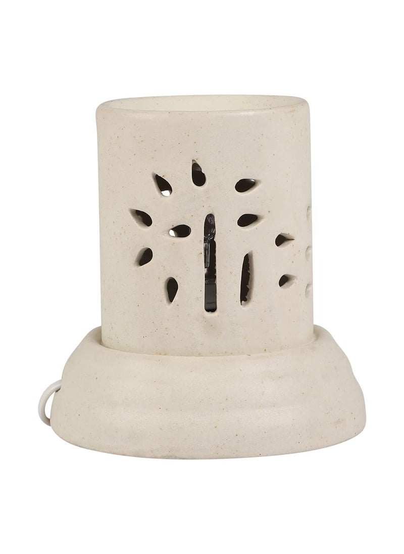 ASIAN AURA Asian Aura Handcrafted Ceramic Electric Cylindric Shaped Aroma Diffuser Oil BurnerOil Warmer for Home Fragrance White Diffuser  - Image 2