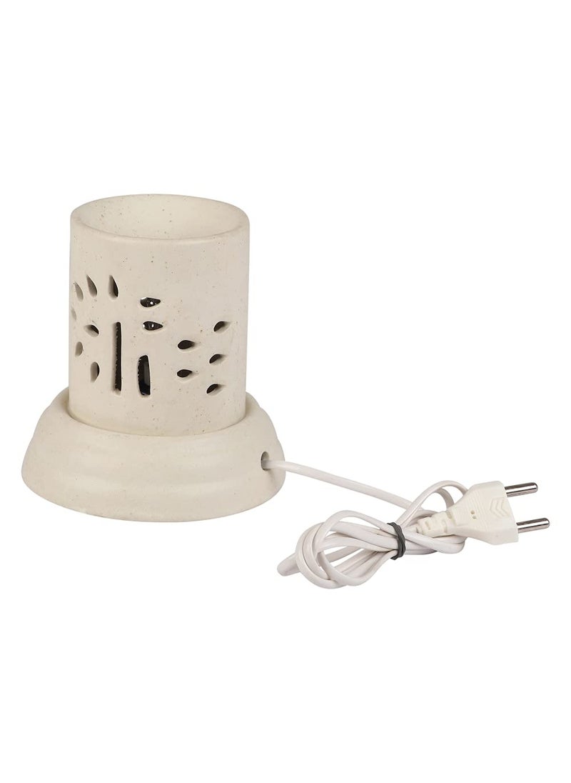 ASIAN AURA Asian Aura Handcrafted Ceramic Electric Cylindric Shaped Aroma Diffuser Oil BurnerOil Warmer for Home Fragrance White Diffuser  - Image 1